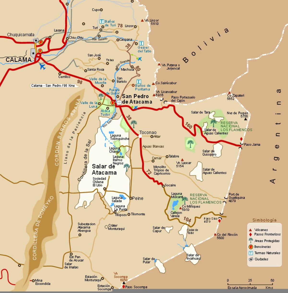 pustinja atacama u Čileu karti