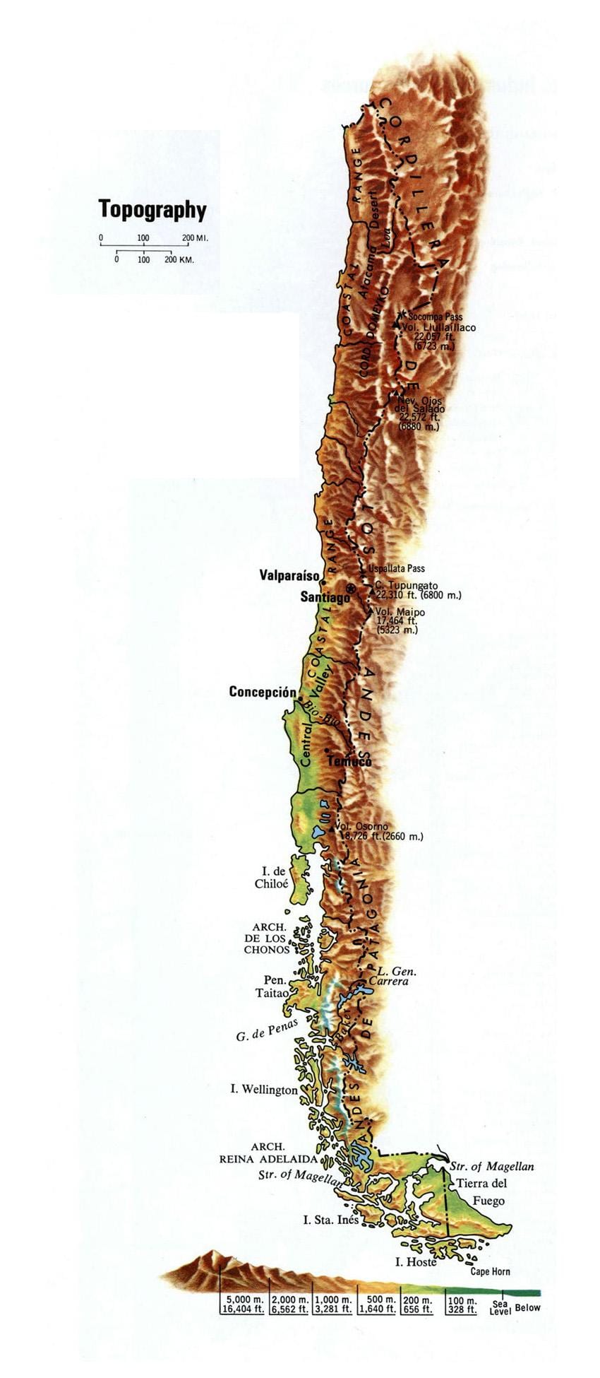 Topografski kartica Čile