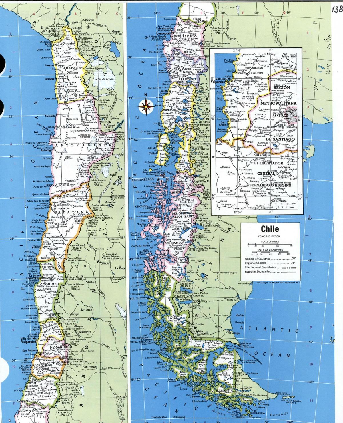 Karta detaljne Čile