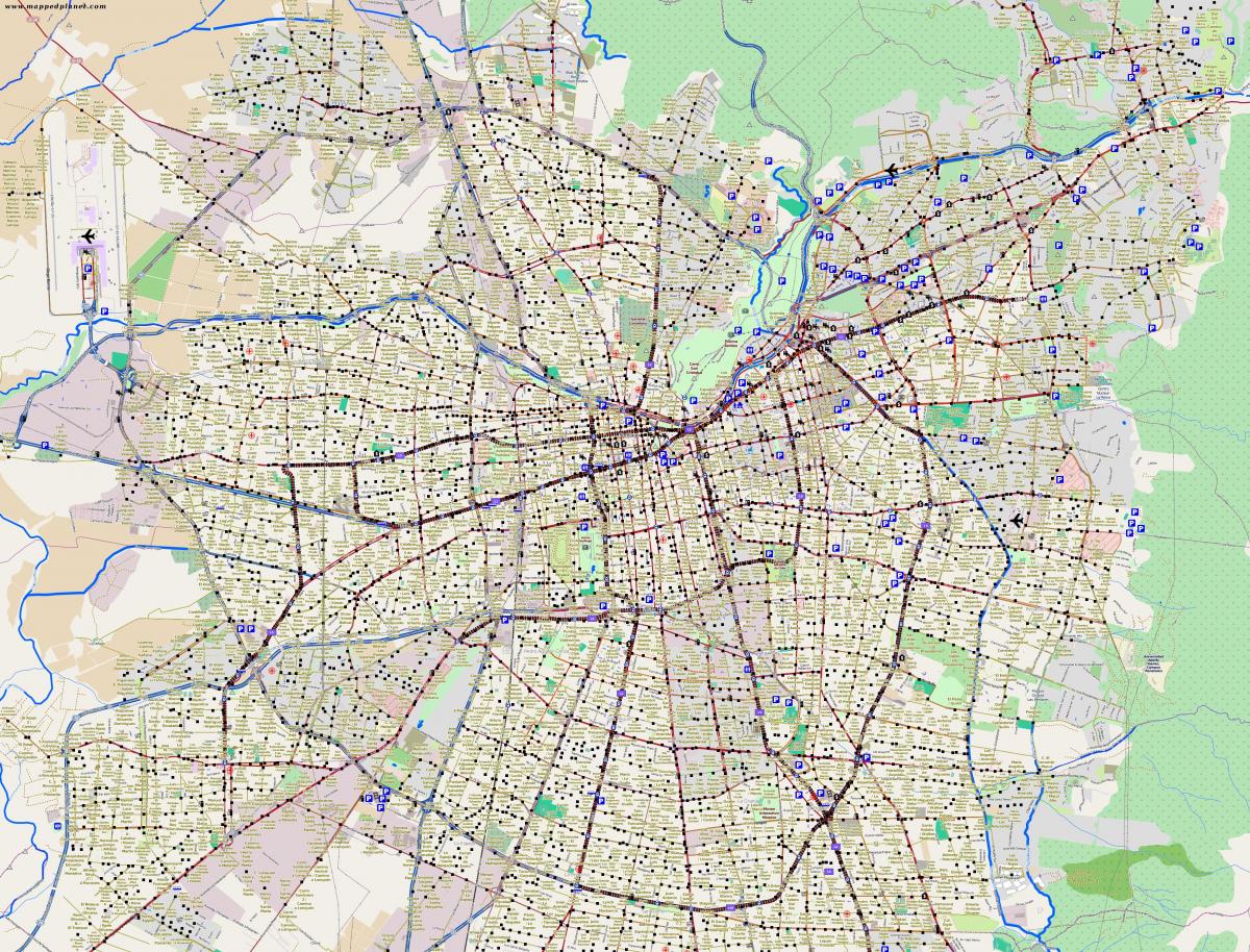 karta grada Santiago u Čileu