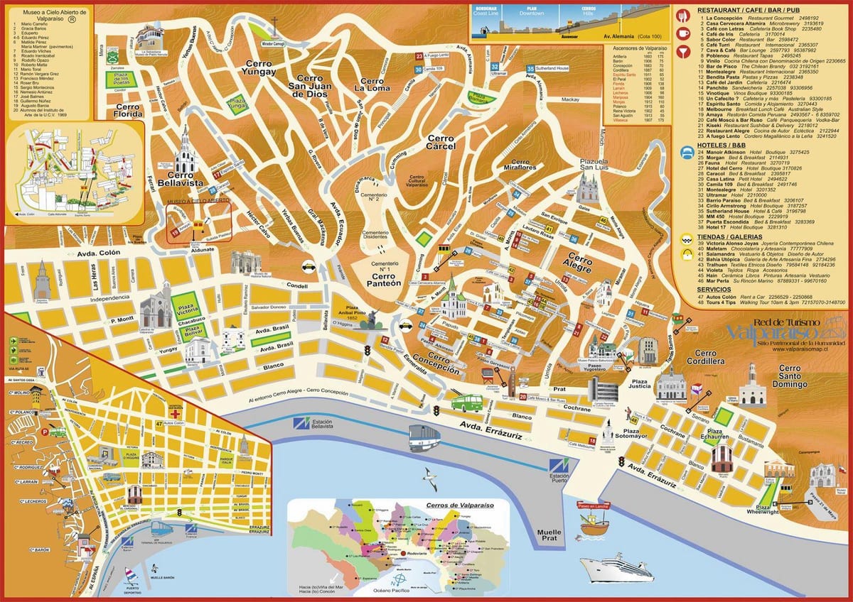 turistička karta valparaiso u Čileu