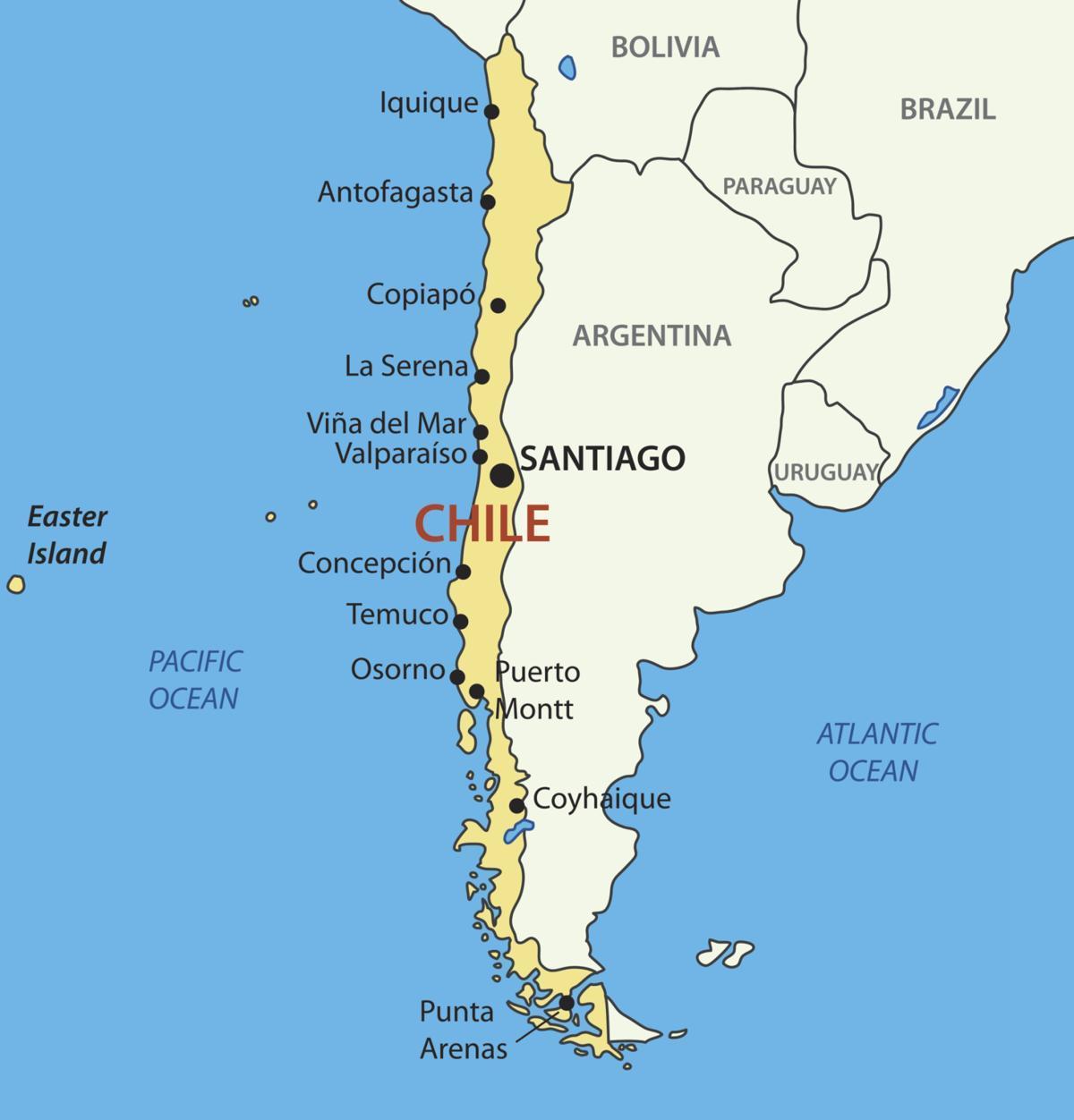 Karta Čile zemlja
