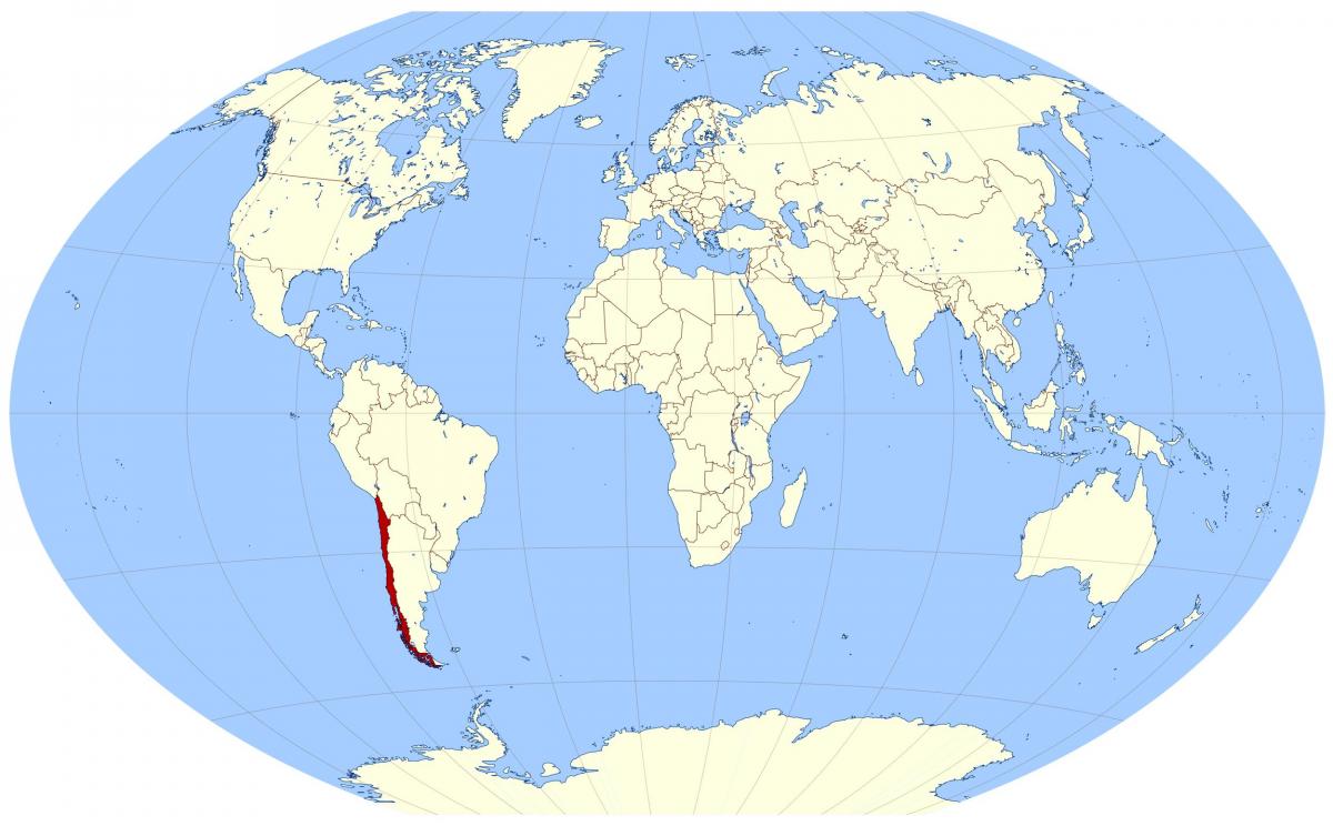 karta svijeta, pokazuje Čile