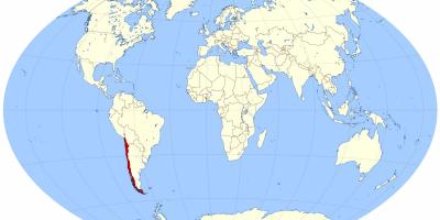 Karta svijeta, pokazuje Čile